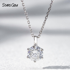 Starsgem 18K Solid Gold 6 Prong 1ct Round Cut Lab Diamond Solitaire Pendant <b>Necklace</b> 40+5cm Yellow White Gold <b>Necklace</b> For Women - Product Image 1