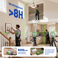 Niveau laser croisé horizontal et vertical Huepar Pro GS03CG 3D 12 lignes vertes 360° point de plomb extérieur