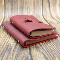 Carnet de notes rustique A5 en cuir véritable fait main, style vintage classique, avec logo estampé créatif, organisateur et porte-cartes