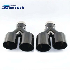 Tubo en Y FlowTech negro con doble salida de escape, borde soldado de doble capa y corte angular para coche universal – SS304, salida 1 a 2 - Product Image 6
