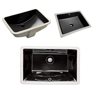 Lavabo rectangulaire en céramique blanc <span class=keywords><strong>et</strong></span> noir moderne de luxe Chaozhou, 3 ans CUPC, <span class=keywords><strong>sous</strong></span> plan, capacité de 12 L, lavabo de salle de bain avec armoire - Product Image 1