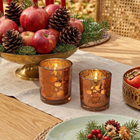 Support de bougie en verre style Ins, simple et élégant, thème citrouille pour Thanksgiving et Halloween, décoration de fête.