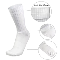 Chaussettes de Sport en Tricot Personnalisées OEM pour Hommes Jeunes, Anti-Dérapantes, Ligne Blanche en Silicone, pour Cyclisme et Course à Pied, Placement Inférieur des Chaussettes Aéro