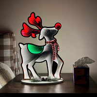 Miroir LED Infini 3D Tunnel Néon Renne sur Mesure, Fabrication Directe Usine, pour Noël et Festivals, Vente en Gros
