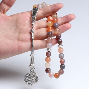 Naturale Agata Variopinta Pietra 33 <span class=keywords><strong>Rosario</strong></span> Masbaha Musulmano Tespih Islamico Nappa Tasbih Preghiera Perline - Product Image 4
