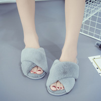 Pantoufles d'hiver pour femmes, grandes tailles, à bout ouvert, en fourrure douce et moelleuse, plates, chaudes et confortables pour l'intérieur