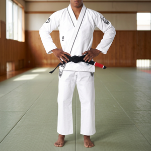 Kimono de BJJ para Hombre, Blanco, 100% Algodón, Corte Regular, Logotipo Impreso en la Manga Izquierda, Ropa de Artes Marciales para Adultos - Product Image 4
