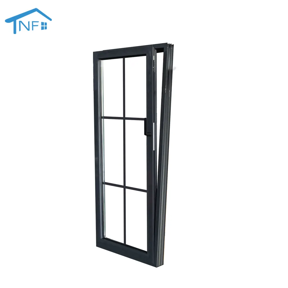 Cửa sổ Men Đôi với Blind Tempered Glass Nhôm Nghiêng Lần Lượt Cửa Sổ