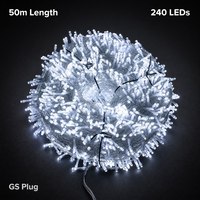 Guirlande lumineuse de Noël en PVC de 50 m avec 240 LED blanches, indice de protection IP44, commande manuelle, prise GS, pour la décoration de l'arbre de Noël, des fêtes à domicile