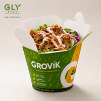 Boîte à nouilles pour kebab doner en kraft de qualité alimentaire, imprimée sur mesure, 16 oz, 32 oz, conteneur en papier à fermeture automatique pour emporter, pour riz, pâtes