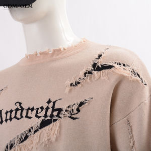 Suéteres Desgastados de Moda Urbana con Logotipo Personalizado, Estilo Gótico Punk Harajuku, Top de Punto Vintage, Pullovers de Punto Desgastados para Hombre - Product Image 5