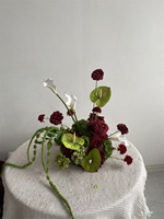 Boule de fleurs artificielle en soie verte et bordeaux de 30 cm pour centre de table de mariage, petite et très vendue, pour décoration de table