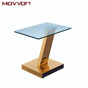 Oro <span class=keywords><strong>cromato</strong></span> in acciaio inox quadrato di vetro top 12 millimetri tavoli laterali - Product Image 1