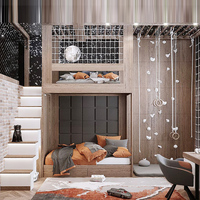 Lit cabane moderne de luxe léger pour garçons, base secrète, lit enfant en bois massif, maisonnette multifonctionnelle, lit superposé pour adolescents