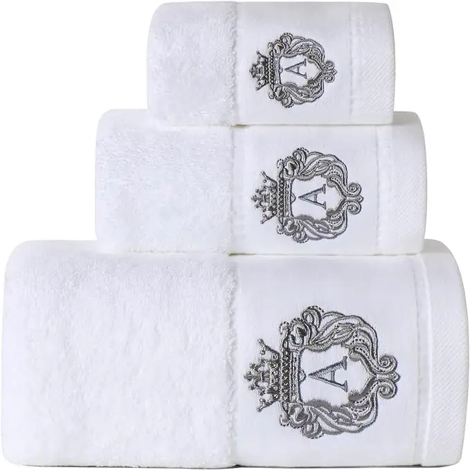 Vendita calda Set di asciugamani in cotone biologico Eco Friendly 3 Pack asciugamano da bagno e viso bianco cotone 100% asciugamano in cotone Hotel