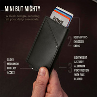 Dompet penutup kancing PU antik pria, minimalis memblokir pemegang kartu dengan fitur pemegang kartu kredit