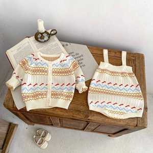 Engepapa Autumn Infant Kleidung Anzug Baumwolle Mädchen Strick Cardigan Mantel Stram pler 2 Stück Set Mode Baby Jacken - Product Image 3