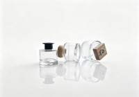 Flacon diffuseur de parfum en verre transparent à base épaisse, luxueux, 150 ml, 200 ml, 250 ml, vide, avec bouchons en bois