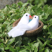 Colombe de la Paix Artificielle pour Décoration de Mariage, Colombe Blanche en Mousse et Plumes, Nid d'Oiseaux, Verdure Style Forêt