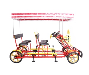Bicicleta de recreación para exteriores y playa, cuatriciclo de pedales para 2/4 adultos, bicicleta tandem Surrey de 4 ruedas con toldo parasol - Product Image 5