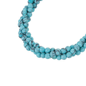 Turquoise Twisted 3-Row <b>Crystal</b> Necklace with Gemstones - Product Image 5