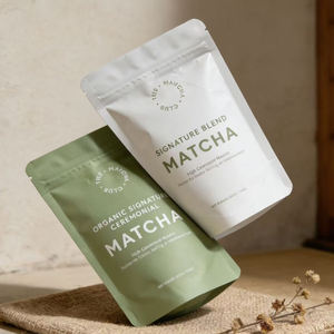 Custom Printed Smell Proof Mylar Stand Up <b>Bags</b> & Powder Sachets for Matcha Packaging - Product Image 4