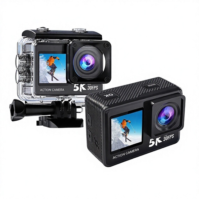 5K Waterproof HD CMOS Sensor Wi-Fi Action Camera 2.0/1.3 Inch Touch Screen TF Card Support 180 Wide Angle Head-Mounted 10x-20x