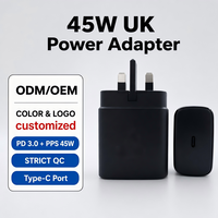 Adaptador de Corriente de Carga Rápida PD 45W PD 3.0 con Protección OVP, Enchufe Europeo y Puerto Tipo-C para S21 22 23 24