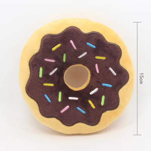 Hot Selling High Quality Cartoon Donut Shaped Dog Squeak <b>Plush</b> Velvet Chew Interactive Toy - Product Image 4