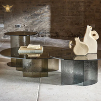 Table basse italienne moderne minimaliste, table d'appoint ronde, salon, plateau en verre, vente directe d'usine