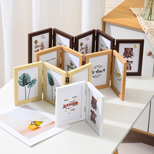 Bán buôn có thể gập lại bằng gỗ khung ảnh 4x6 5x7 MDF đôi và ba pcs Pet gia đình hình ảnh Tabletop hiển thị - Product Image 4