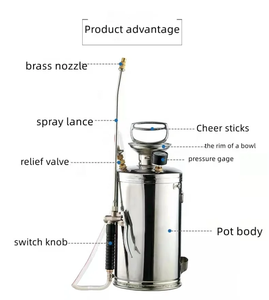 5/8/10/15L agricultura pressão ar agricultura portátil aço inoxidável mão bomba pulverizador máquina - Product Image 4