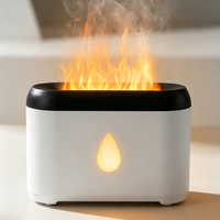 Diffuseur d'arômes ultrasonique à brume froide 200 ml, sans eau, avec arrêt automatique, effet flamme, diffuseur d'huiles essentielles et d'arômes avec lumière
