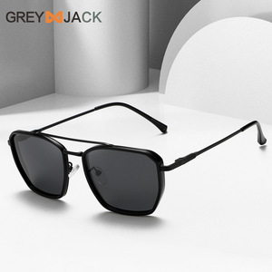 เกรย์แจ็คแว่นกันแดดโลหะสำหรับทุกเพศ กรอบทรงแปดเหลี่ยมสีดำ เลนส์ TAC ป้องกันรังสียูวี 400 ประเภท 3 แว่นกันแดด - Product Image 1