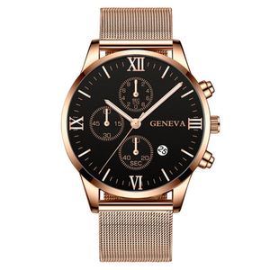 นาฬิกาแฟชั่นลายโรมันสามตาสำหรับผู้ชายเข็มขัดตาข่ายสไตล์มิลานขายส่ง - Product Image 4