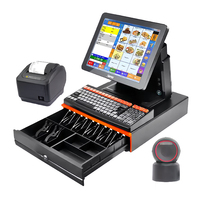 Sistema POS de 15.6 Pulgadas, Caja Registradora Todo en Uno, Terminal POS para Restaurante y Comercio Minorista, Impresora, Escáner, Pantalla para Clientes, Caja Registradora