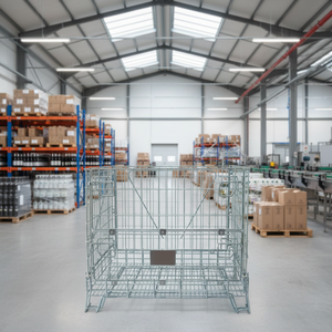 Container de Malha de Aço para Paletes Industriais com Acesso de Dupla Porta, Galvanizado em Zinco, Design Colapsável com Grade de 50x50mm - Product Image 1