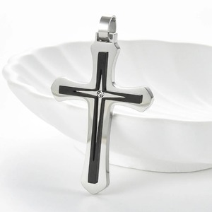 1 pièce Pendentif Croix de Jésus en Acier Inoxydable, Breloques Amulettes Religieuses pour Hommes et Femmes, Bijoux Hip Hop, Cadeaux DIY - Product Image 2