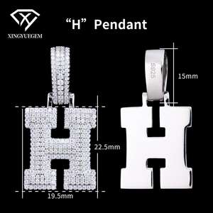 Colgante de Letra Inicial Personalizado con Moissanita Brillante, Plata 925, Chapado en Rodio, Estilo Hip Hop, VVS, GRA - Product Image 4