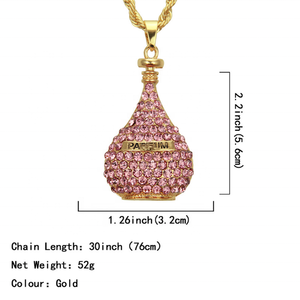 Collar de Cadena Dorada Estilo Hip Hop con Colgante de Botella de <span class=keywords><strong>Perfume</strong></span> con Letras de Aleación y Diamantes - Product Image 2