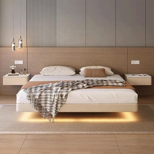 Struttura <span class=keywords><strong>Letto</strong></span> Queen Salvaspazio Senza <span class=keywords><strong>Testiera</strong></span> Design Fluttuante con Illuminazione LED in Legno Premium Arredamento Camera da <span class=keywords><strong>Letto</strong></span> di Lusso - Product Image 3