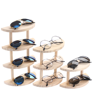 Ytz x20316 bán buôn nhà máy bằng gỗ kính hiển thị đứng nửa vòng gỗ kính hiển thị chủ 2 3 4 cái kính mát hiển thị - Product Image 3