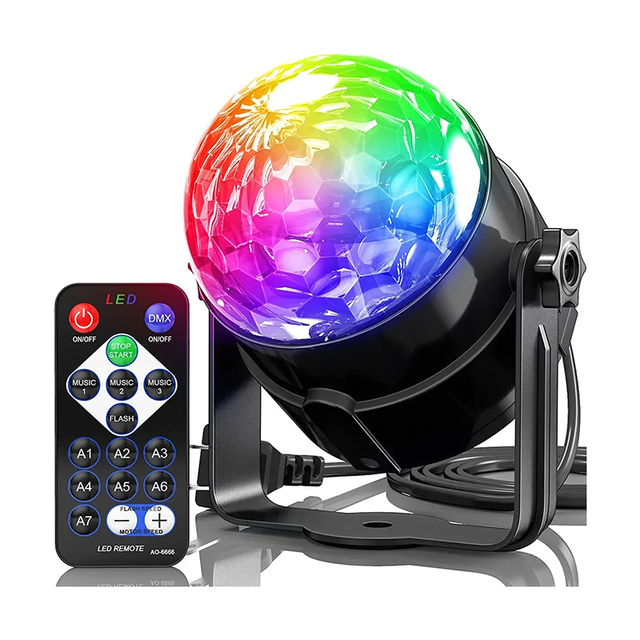 7 Color Strobe Disco Ball Lamps Sound Activated Projection Lights Remote Control Home Kids Birthday Wedding Bar-Stage Lighting