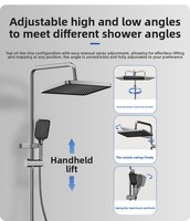 Ensemble de douche thermostatique personnalisé OEM en aluminium avec commande à touches piano, mitigeur haute pression effet pluie, accessoires de salle de bain en gros