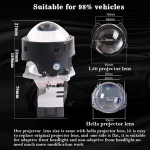 Factory Super Bright Customize L50 3 Inch Bi LED Laser Projector Lens Headlight 68w 5500k for Car Motor Auto Lighting System - Product Image 3