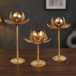 Soporte de luz de té de loto elegante elegancia parpadeante soporte de luz de té artesanal de ambiente sereno - Product Image 4