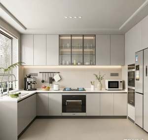 Armoires de cuisine modulaires pour petits espaces personnalisées, prêtes à assembler, avec rangement pliable et tiroirs, prix bas - Product Image 1