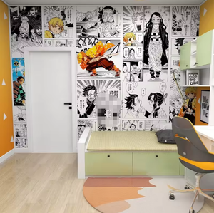 Dessin animé Anime Ghost Slayer Blade Noir et Blanc Bande Dessinée Papier Peint Stickers Muraux Anime - Product Image 4