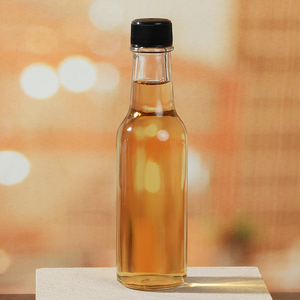 Hot chai nước sốt thủy tinh woozy chai woozy chai 5oz với màu đen nắp nhựa - Product Image 4