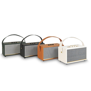 MK-324 Wireless Desktop <strong>Speaker</strong> Classic Retro Mini Leather Wood <strong>Speakers</strong> Portable Active Stereo Wireless Music Player. - Product Image 1